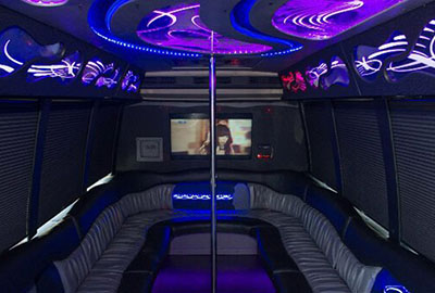 30-passenger party bus interior