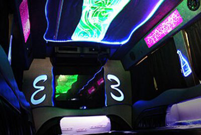 30+ passenger Party bus interior